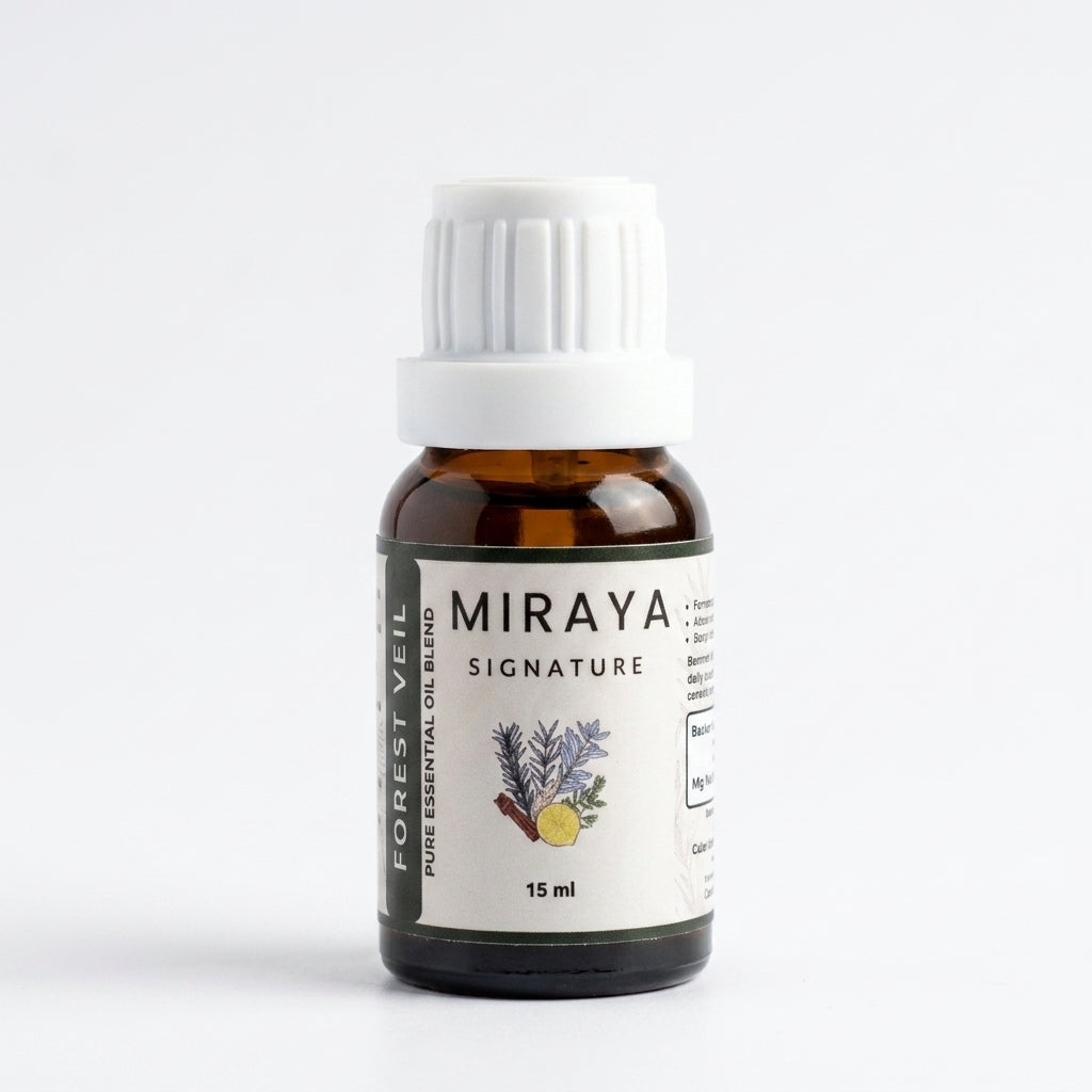 Miraya essential oil bottle on a white background