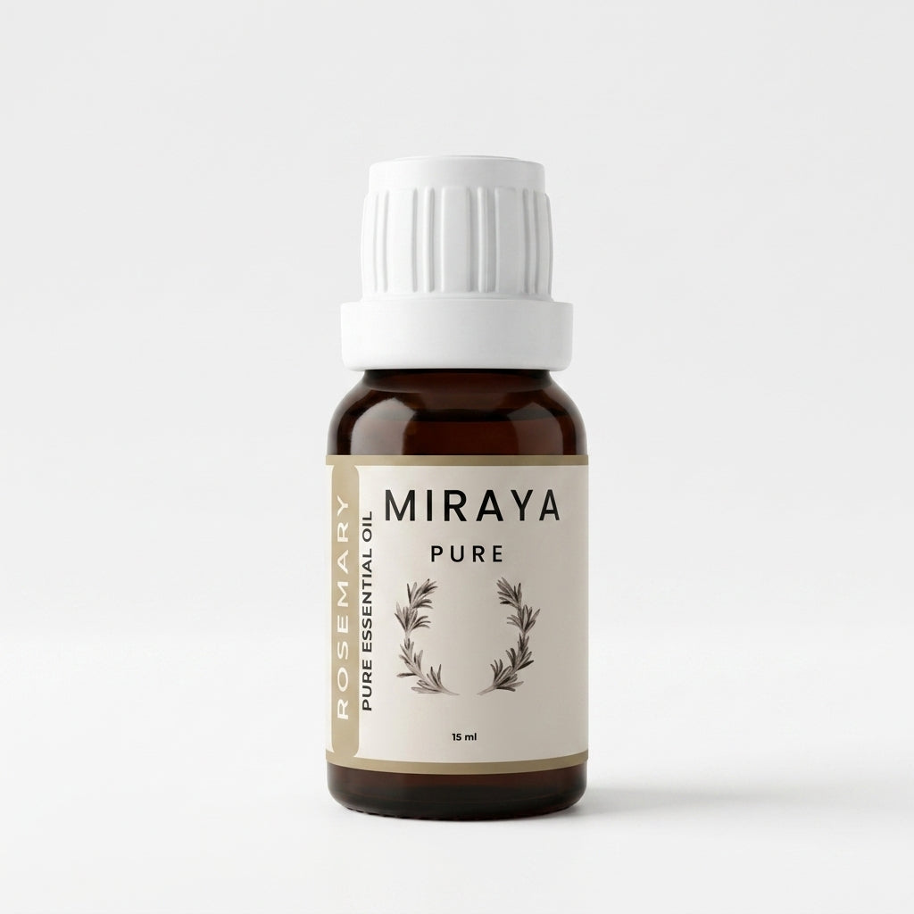 Miraya Rosemary pure essential oil bottle on a white background