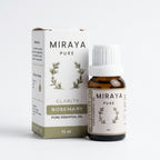 Miraya Pure Rosemary essential oil bottle and packaging on a white background