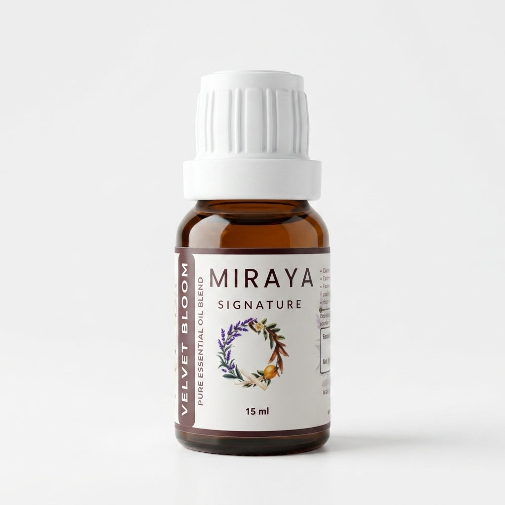 Miraya essential oil bottle on a white background