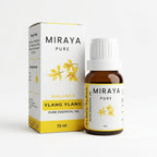Miraya Pure Ylang Ylang essential oil bottle and packaging on a white background